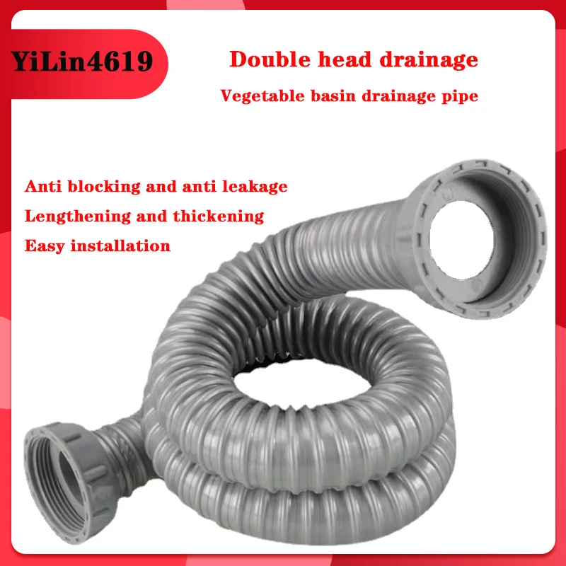 

Kitchen Double-head Sink Under The Water Pipe Dish Basin Sink Double Screw Drain Pipe Connection Hose Extension Fitting