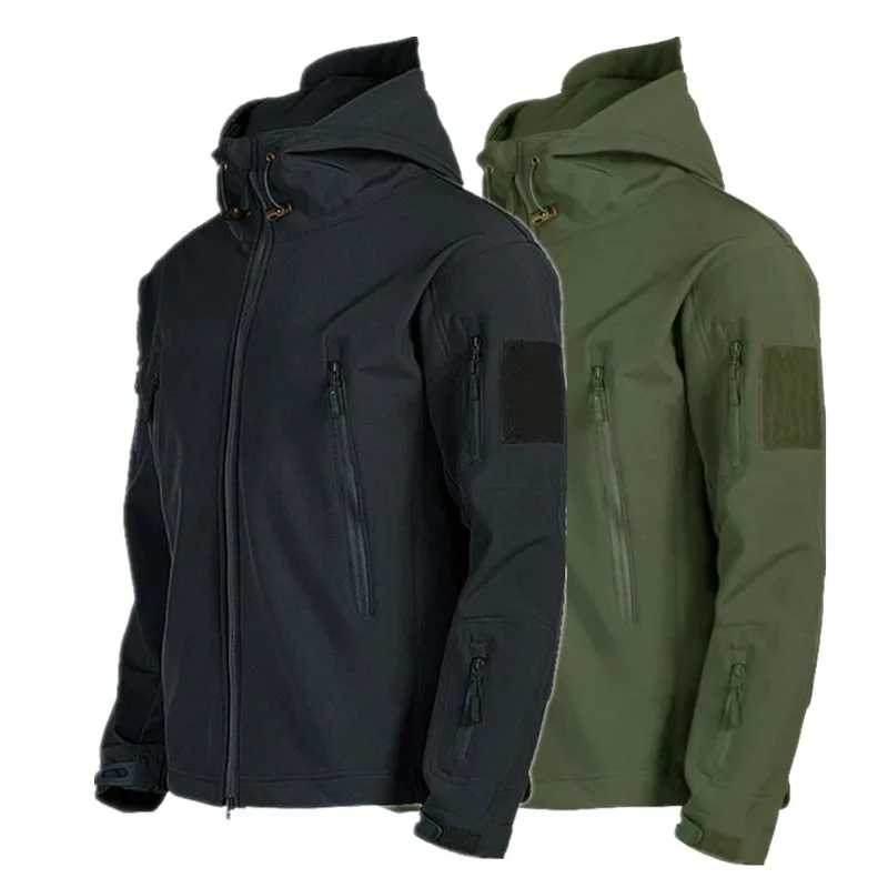 

Tactical Jacket Men Soft Shell Military Hooded Waterproof Army Fleece Windproof Bomber Coat