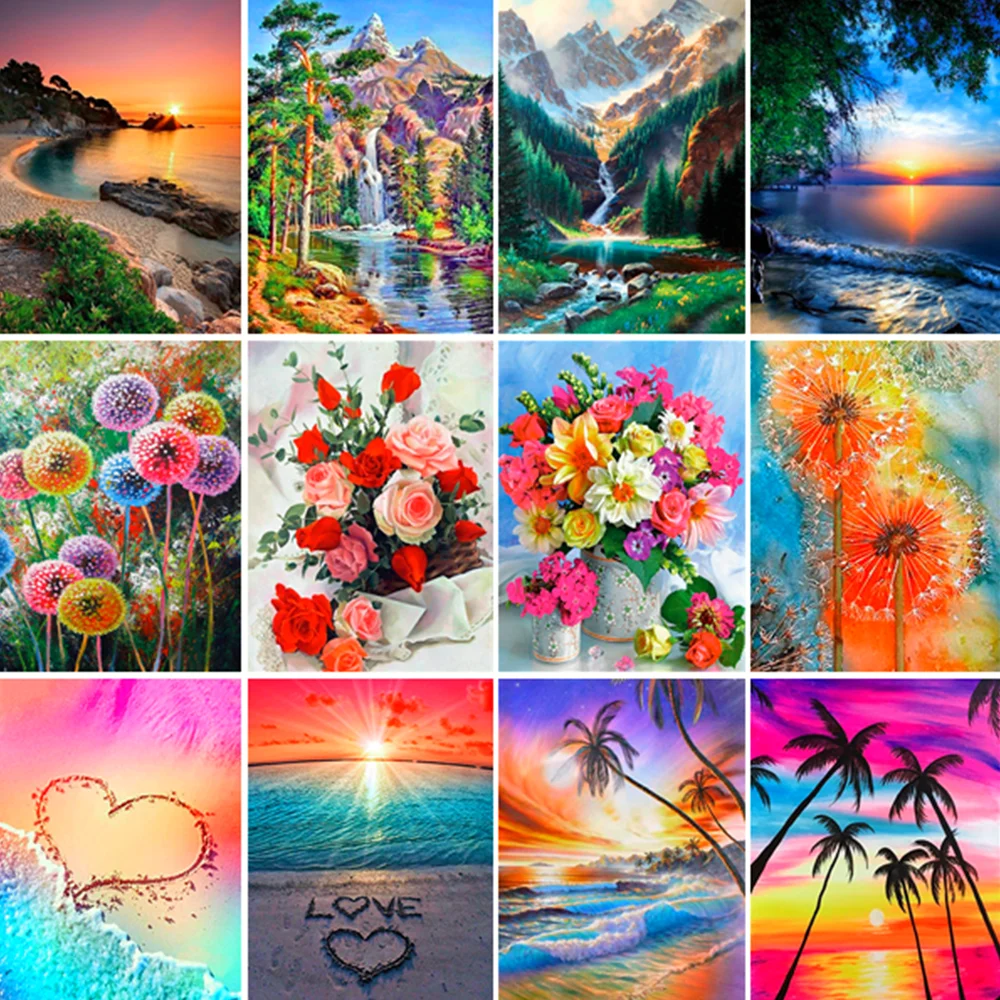 

Алмазная 5D картина «сделай сам» с изображением цветов, пляжа, Морского Пейзажа, полноразмерная Алмазная вышивка, мозаика, искусство, картин...
