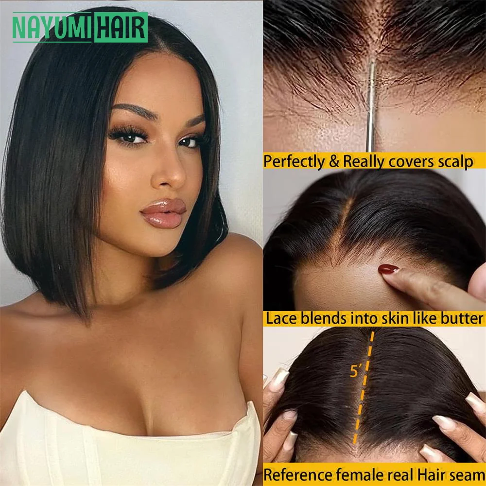 

Wear and Go Glueless Wig Straight Bob Wigs Human Hair 13x4 HD Lace Frontal Wigs Brazilian Remy Wigs Pre Plucked 5x5 Closure Wigs
