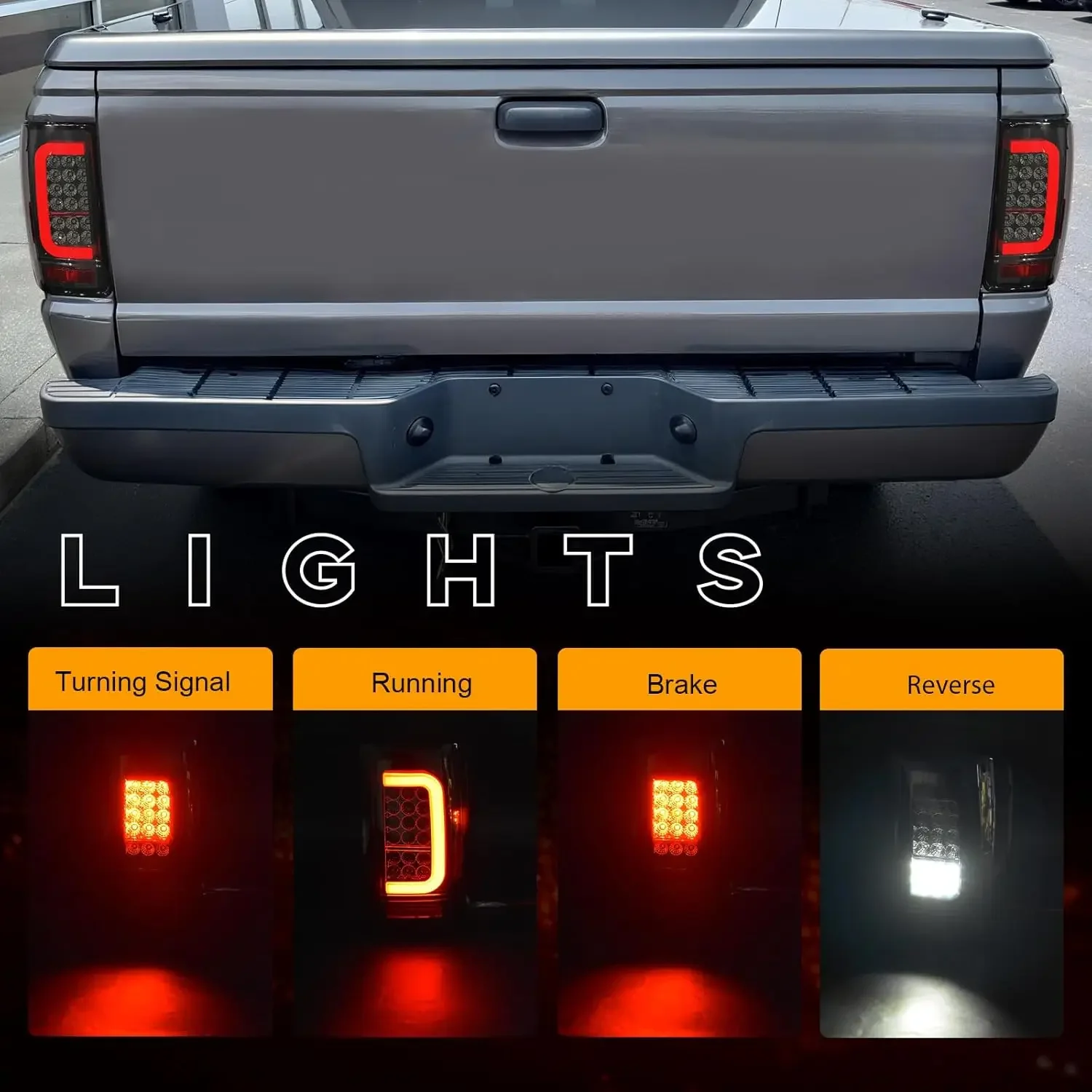 Фото Задние фонари LXBY Full LED для Ford Ranger 2001-2011: Светодиодные задние фонари в сборе, указатели поворота, ходовые огни, стоп-сигналы, фонари заднего хода №3
