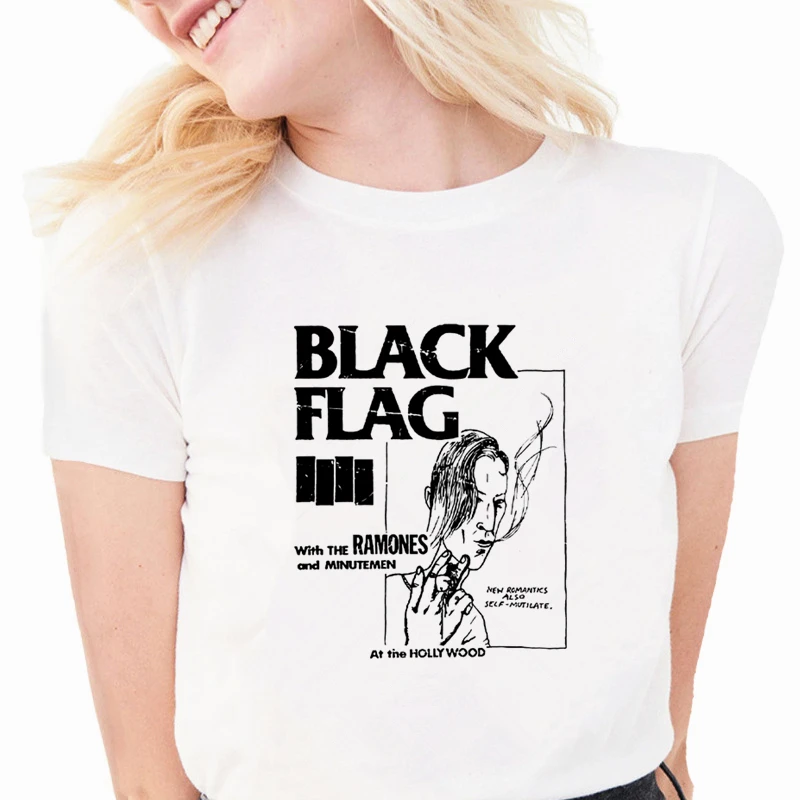 

Black Flag Punk Rock Band Henry Rollins T Shirts Summer Casual Women's T-shirt Short Sleeve Female Tops Tees