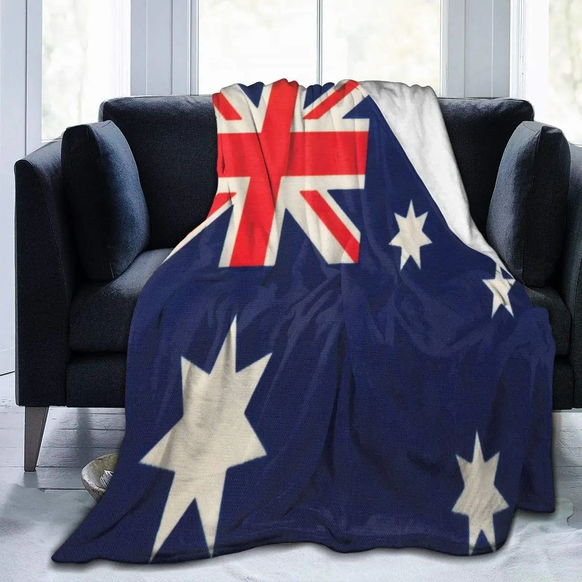 

Australia Flag Couch Blanket All Seasons Suitable for Women Men and Kids Printed Flannel Fleece