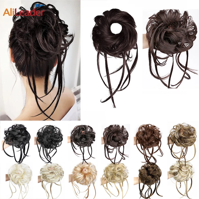 

Alileader New Synthetic Curly Donut Chignon With Elastic Band Scrunchies Messy Hair Bun Updo Hairpieces Extensions For Women