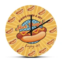 always fresh hot hot dogs modern design kitchen wall clock american classic food art carnival sign decorative silent wall clock