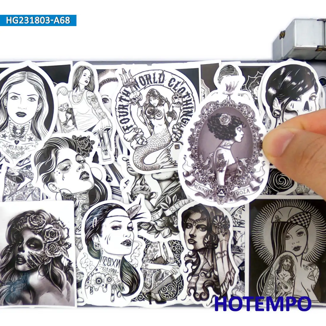 

20/30/68Pieces Punk Gothic Old School Sailor Tattoo Girls Graffiti Stickers for Luggage Bike Car Motorcycle Phone Laptop Sticker
