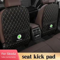 pu leather car seat back anti kick pad for skoda octavia rapid scala superb anti dirty interior protect mats auto accessories