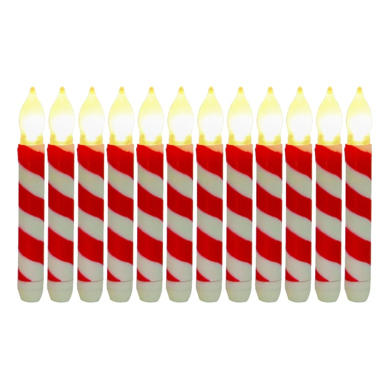 

Red Green Striped Flameless Tapers Candle Light Flickering Battery Operated