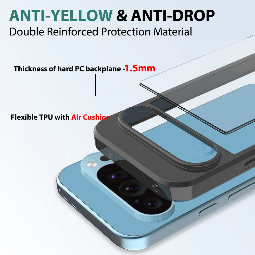 Противоударный акриловый прозрачный жесткий чехол для Google Pixel 9 Pro 8A 8 7A 7 6 нежелтый