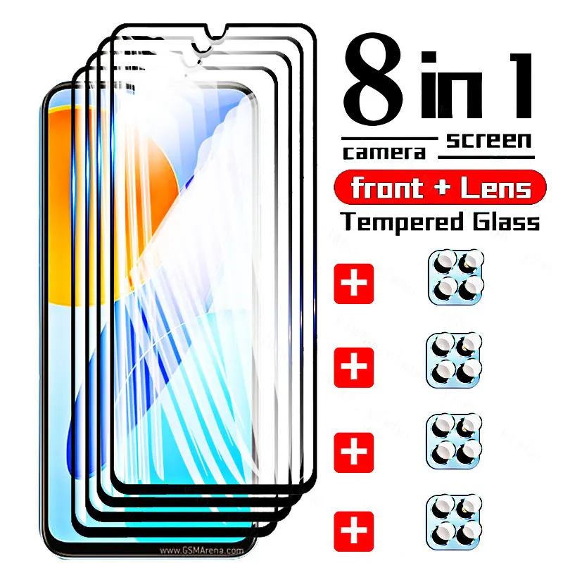

8IN1 Tempered Glass for Honor X8 5G Camera Lens Film Screen Protector Full Cover Protective Glass for Honor X9 X8 X8 X6 Glass