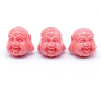 maitreya coral beads for jewelry making necklace bracelet 15mm pink artificial coral smile buddha head beads wholesale