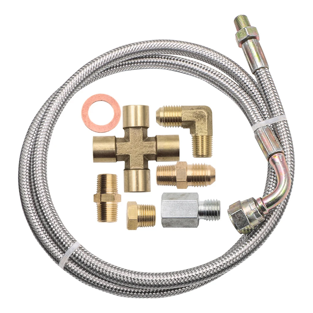 

1 8 Inch NPT Car Oil Feed Line Kit Return Stainless Steel Hose Set