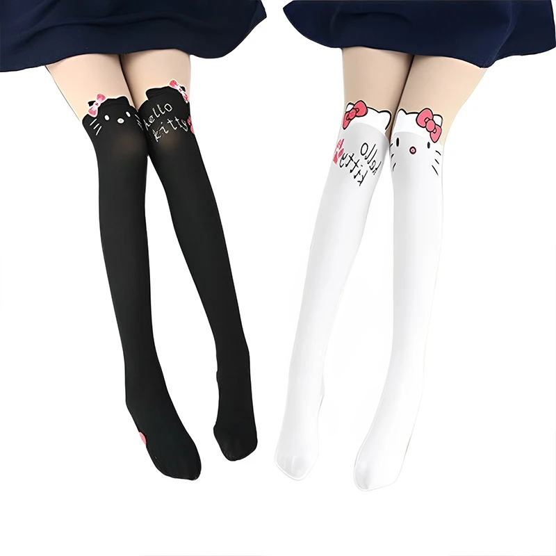 

Sanrios Hello Kitty Silk Stockings Girl Ultra-thin Cartoon Cute Breathable Anti-snag Popular Sexy Bottoming All Match Pantyhose