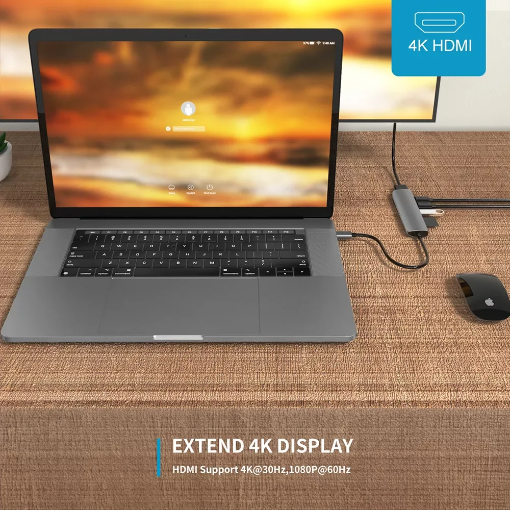 USB 3.0 Type-C Hub к HDMI адаптеру 4K Thunderbolt 3 C с 1 TF SD Reader слот для MacBook Pro/Air/Huawei Mate |