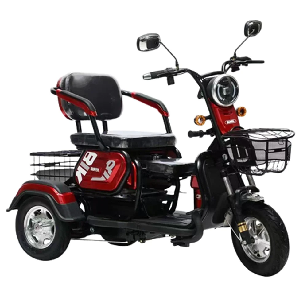 

48v800w Electric Tricycle Adult Trike Double Brake Front And Rear Shock Absorption High Carbon Steel Frame 3 Wheel Scooter