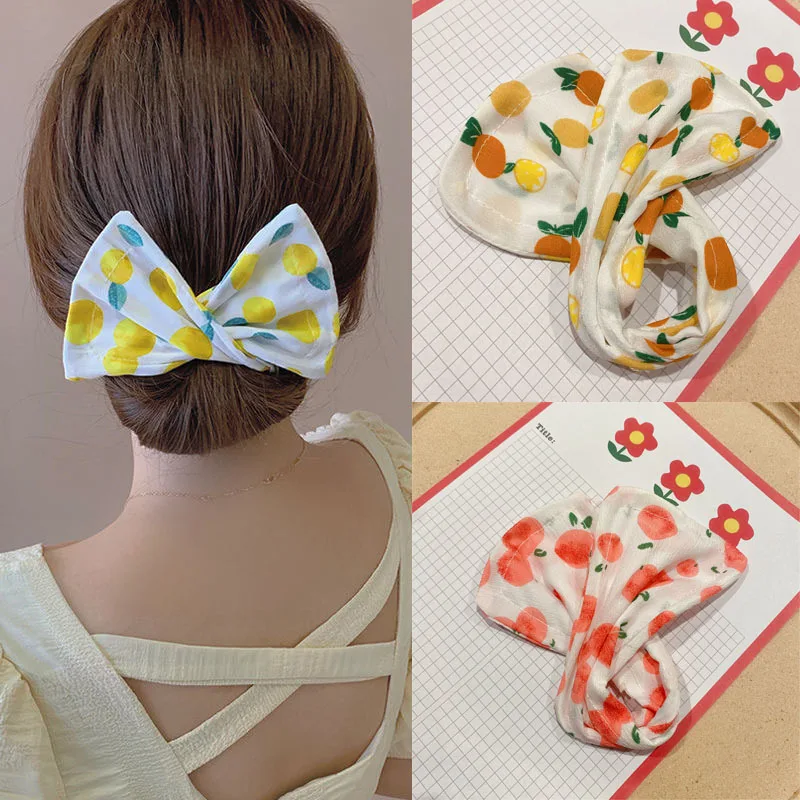 

Fruit Pattern Hair Twist Styling Clip Stick Bun Maker Women Girls Braid Magic Tools Accessories Floral Polka Dot Female Hairband