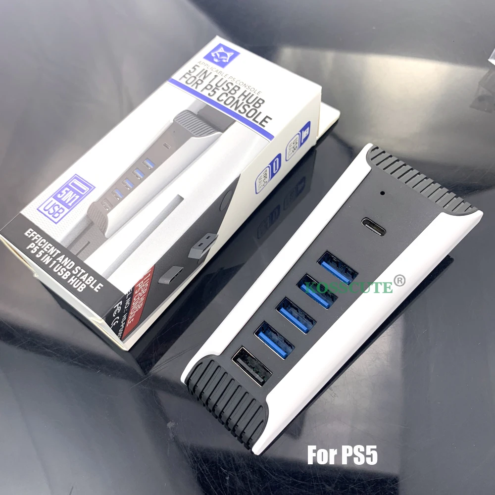 

For PS5 USB Hub Adapter 5 Ports USB 3.0 USB A TYPEC Expander Splitter Super Speed USB HUB 3.0 for PlayStation 5 Console