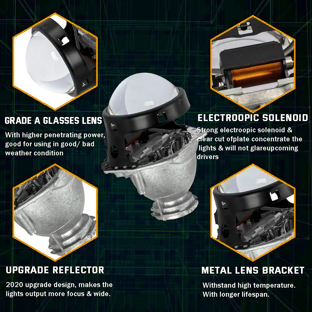 Пара биксеноновых линз проектора 3 0 HID Hella 3R G5 HD фары на замену автомобильные