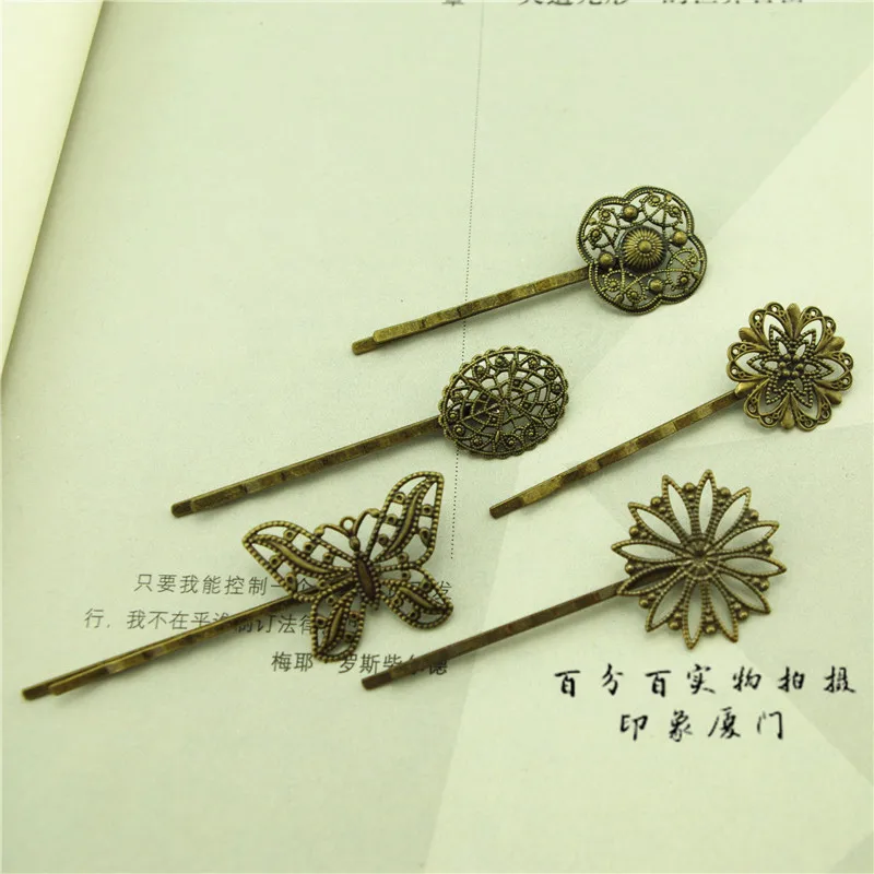 

Copper Hair Clips Antique Bronze Brass Plated Butterfly Hairpin Side Clips Top Clips Women Girls Headwear