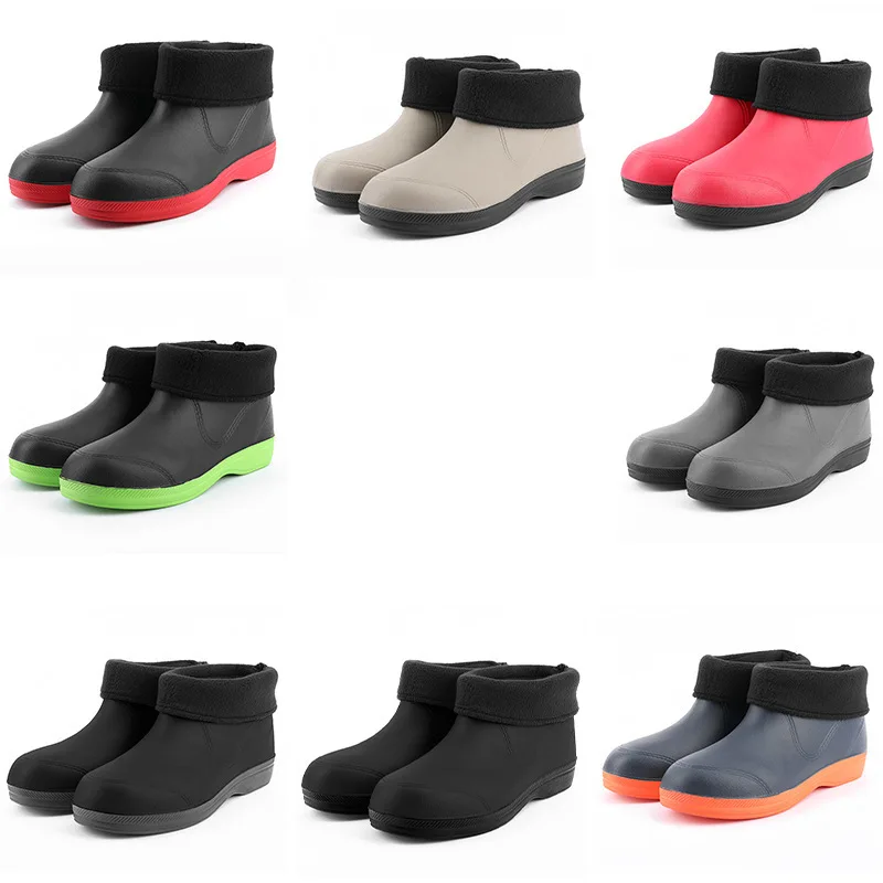 Women Non-slip Rain Shoes Female Safety Work Water Boots Waterproof Ankle Rain Boots Round Toe Warm Snow Boots