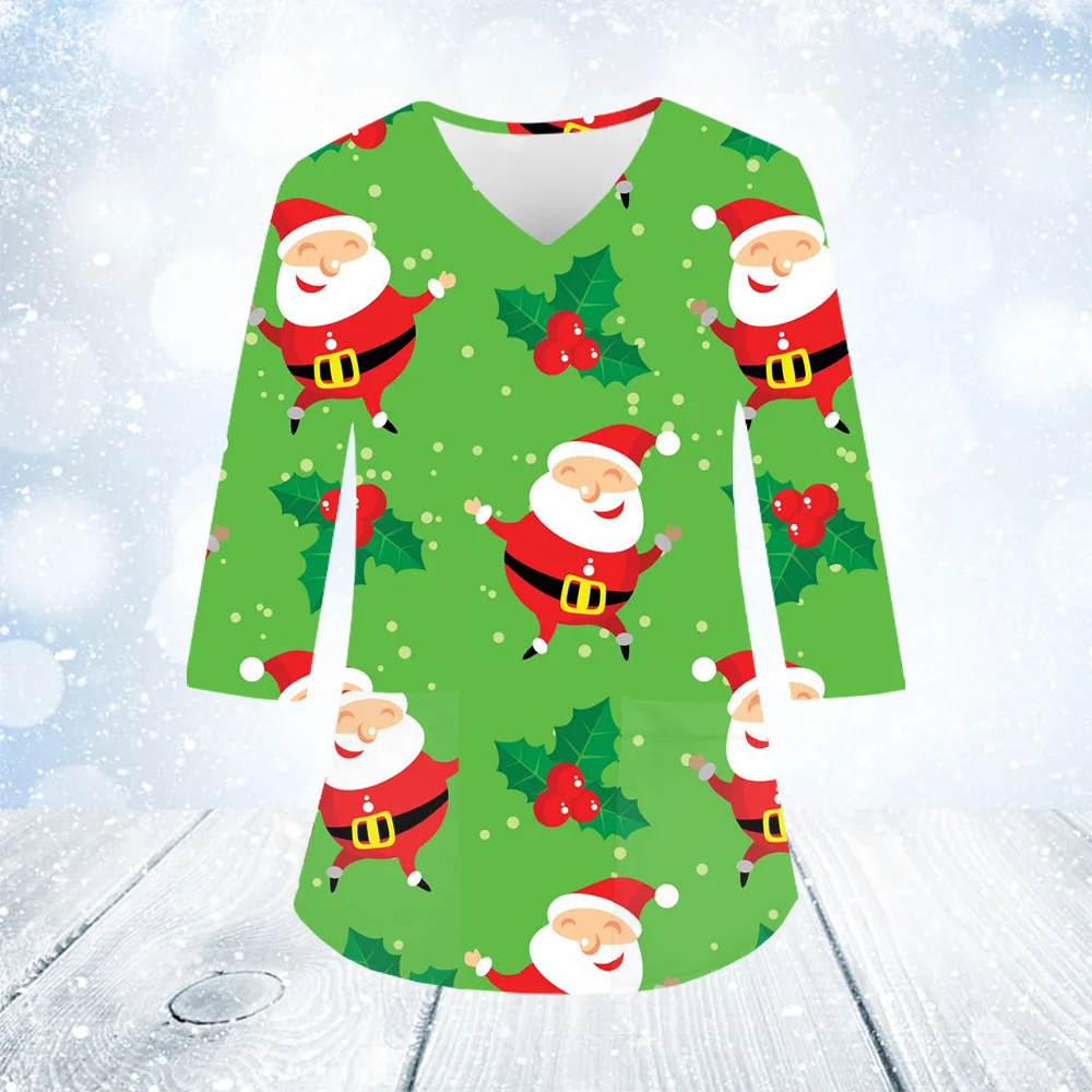 Рождественская клиническая форма женская скраб с мультяшным принтом