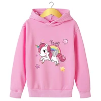 2022 new cartoon printed unicorn winter hoodie girls baby unicorn childrens hoodie fashion childrens sportswear 4 14 years