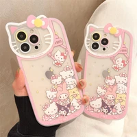 hello kitty sanrio kuromi cute kt lens phone cases for iphone 13 12 11 pro max xr xs max x y2k girl shockproof soft shell gifts