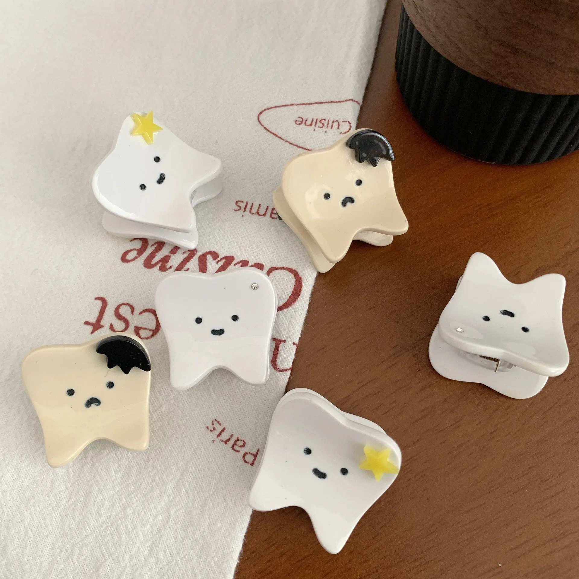 Новые забавные зубы мини-ручка ацетатная заколка для волос милый и звездный