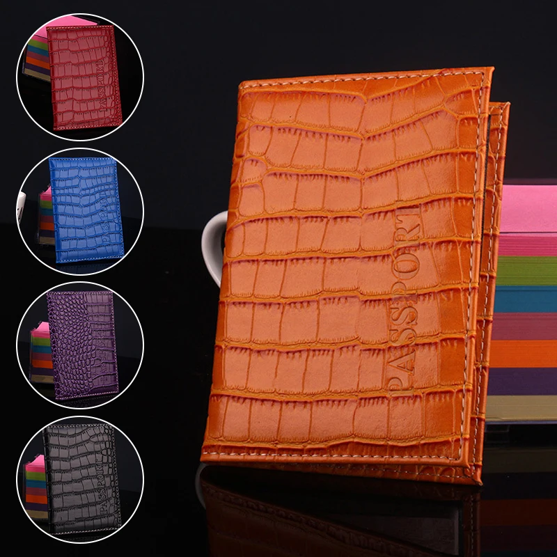 

PU Leather Crocodile Pattern Passport Covers Travel Wallet Passports Cover ID Card Holder Unisex Credit Case Porte Carte