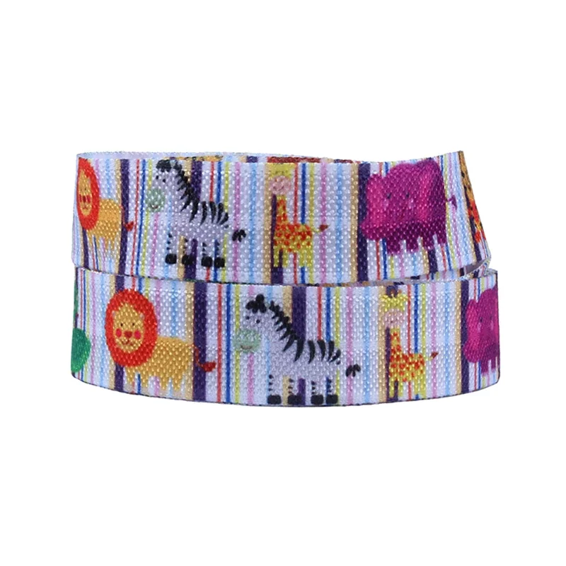 

Heat transfer animal printing fold over elastic for baby headbands