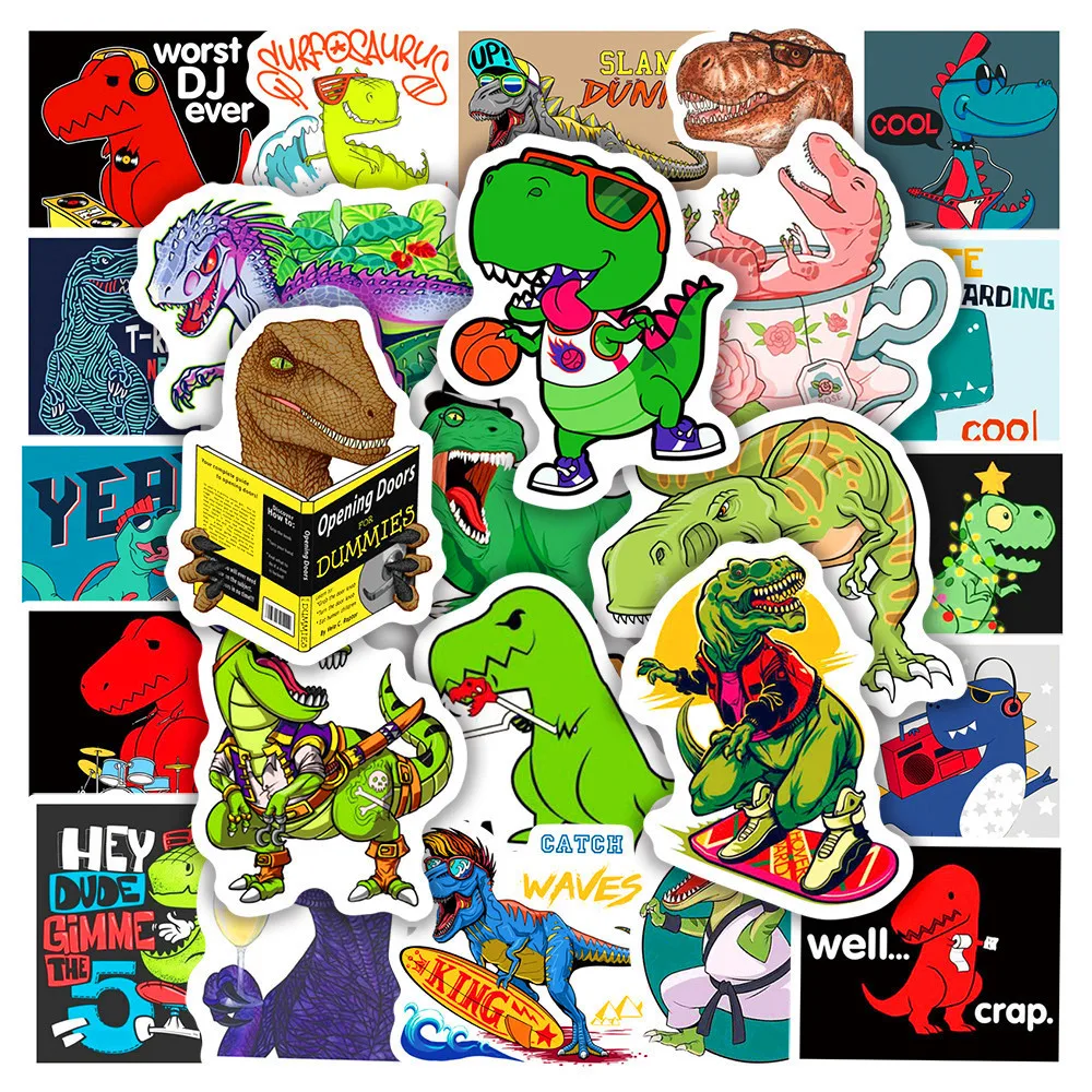 

10/30/50PCS New Dinosaur Animal Sticker Pack Cartoon Creative Animation Kids Luggage Table Chair Decoration Waterproof Wholesale