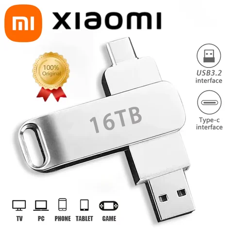Xiaomi 16 ТБ Флэш-накопитель Usb 3.2 Супервысокоскоростной металлический переносной U-диск Водонепроницаемый диск Type C SSD USB-накопитель
