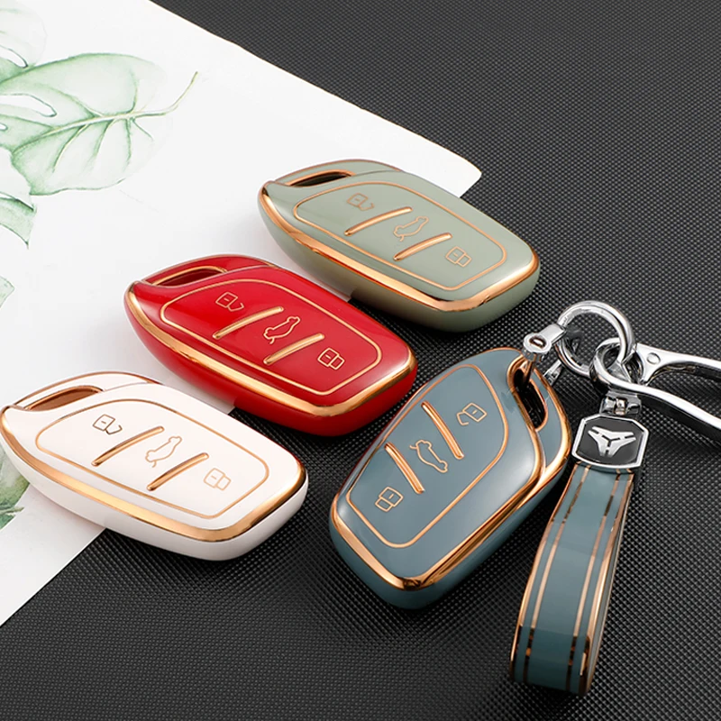 

Gold Edge TPU Car Remote Smart Key Cover Case Holder Shell MG ZS EV MG6 EZS HS EHS 2019 2020 For Roewe RX5 i6 i5 RX3 RX8 ERX5