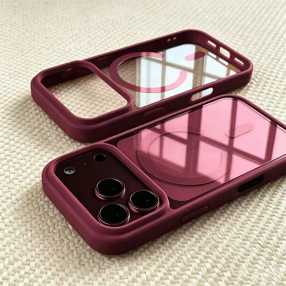 Фото Модный чехол для телефона с беспроводной зарядкой MagSafe для iPhone 18 Pro Max, 17 Air, 16 Plus, 15, 14, 13, 12, 11, 17e, 17, магнитный акриловый чехол №1