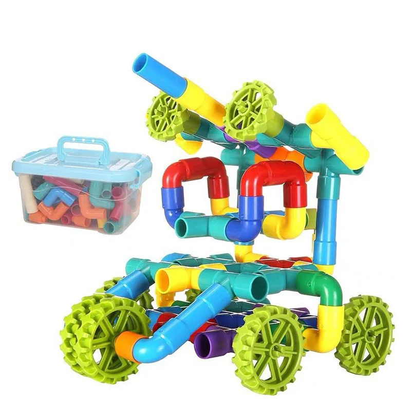 

26-238PCS DIY Water Pipe Building Blocks Toys For Children DIY Assembling Pipeline Tunnel Block Model Montessori Toys Kids Gift