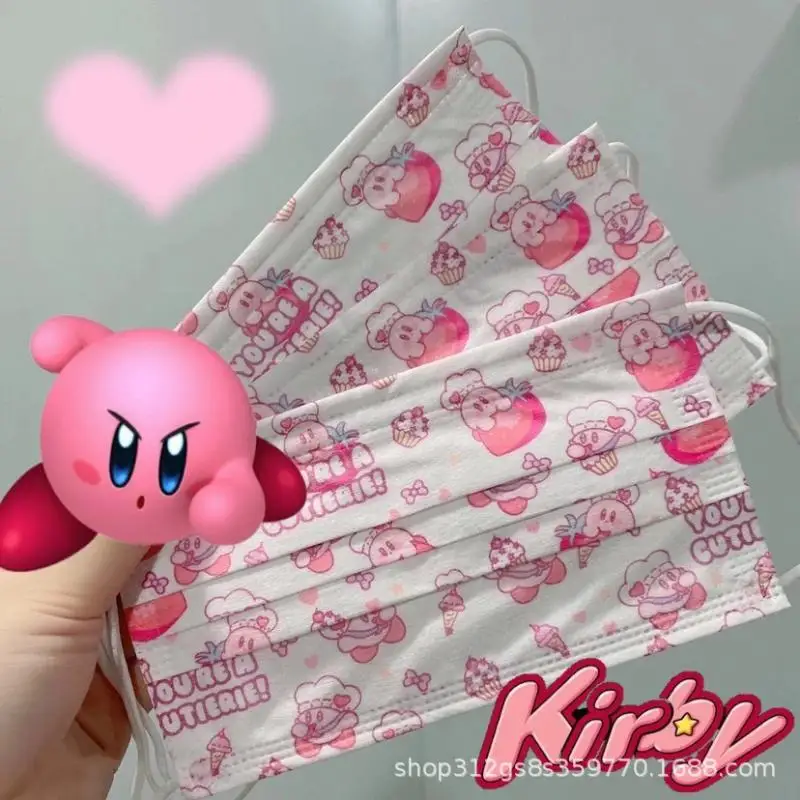 

10Pcs Kawaii Anime Kirby Series Cute Print Mask Disposable Protective 3 Layers Facemask Cartoon Dust Mask Boy Girl Gift No Box