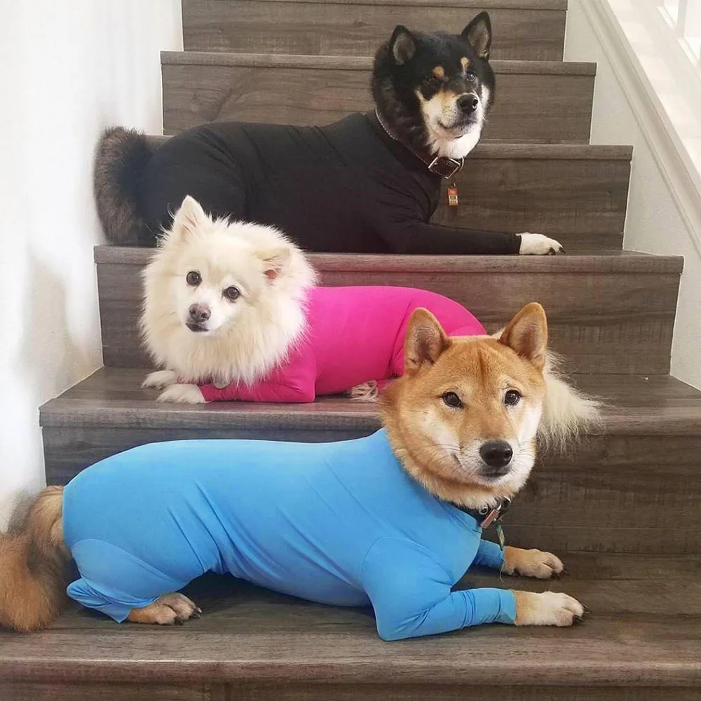 Pet Dog Onesie Clothes Medium Large Pajamas Anxiety Calming Shirt 4 Legs Jumpsuit Prevent Shedding Hair Surgery Recovery |
