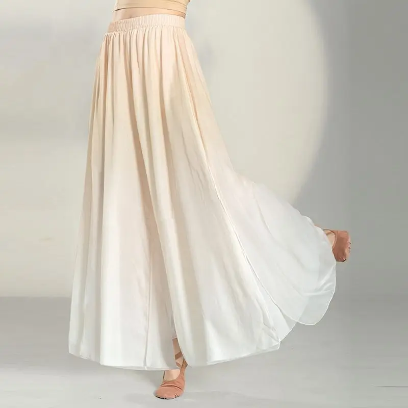 

Новая женская длинная двойная Классическая танцевальная одежда шифоновые свободные штаны для женщин градиентные широкие брюки женские брюки Q346