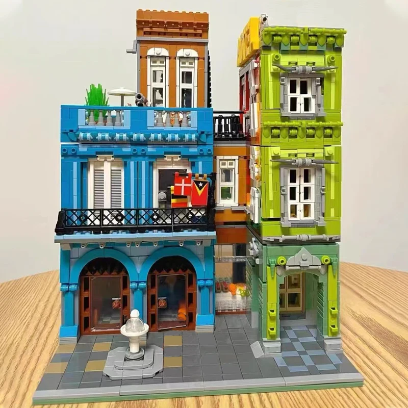 

Street View Series Post Office Cafe Shop Mini Building Blocks City Cuba Hotel Model Bricks Creative Expert Toys For Kid Gift MOC