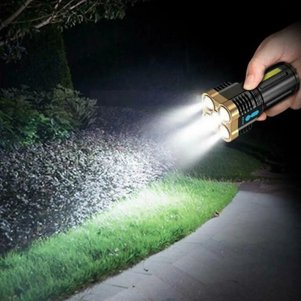 

New High Power 5 Core Led Flashlight Usb Rechargeable Light Cob Torch Led Lantern Super Powerful Portable Camping Bright J8j3