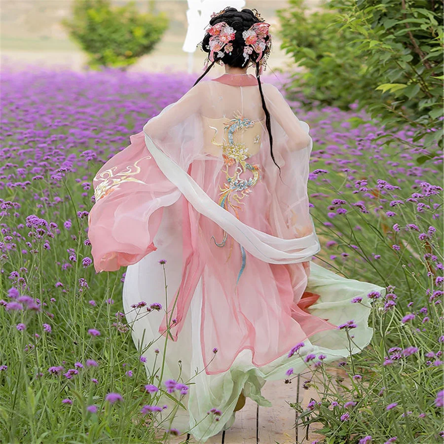 Винтажное женское традиционное китайское платье Hanfu для сценических танцев