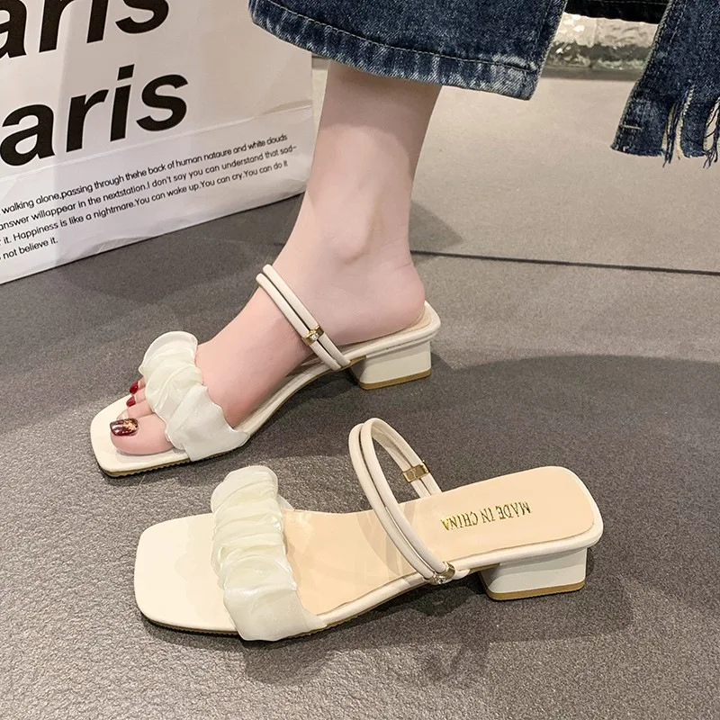 

Q234 французские пляжные сандалии и тапочки для женщин 2023 Новый Стиль Верхняя одежда Универсальная Мода нишевый стиль с перекрестным открытым носком sa