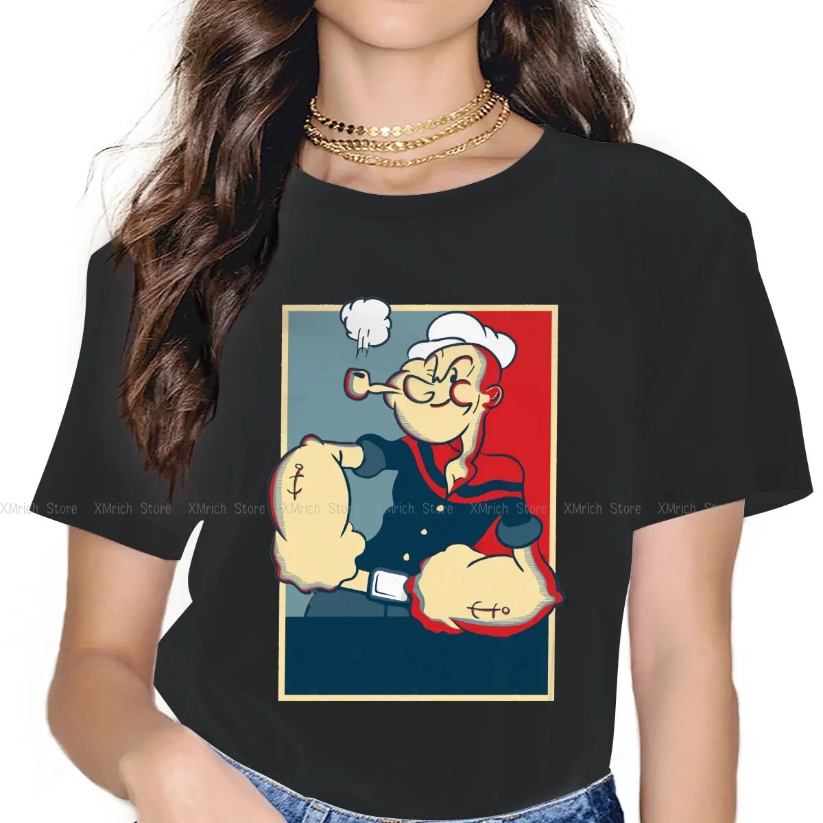 

Retro Design Classic Female Shirts Popeye The Sailor Man Cartoon Oversized Vintage Women Clothing Casual Feminine Blusas