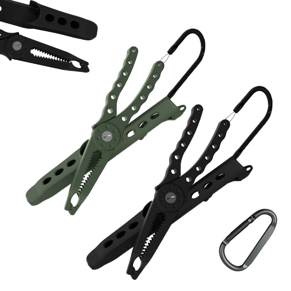 

1/2pcs Portable Fish Lip Grabber Plier Controller Portable Fishing Tong Scissors with Hand Rope Carabiner Accessories