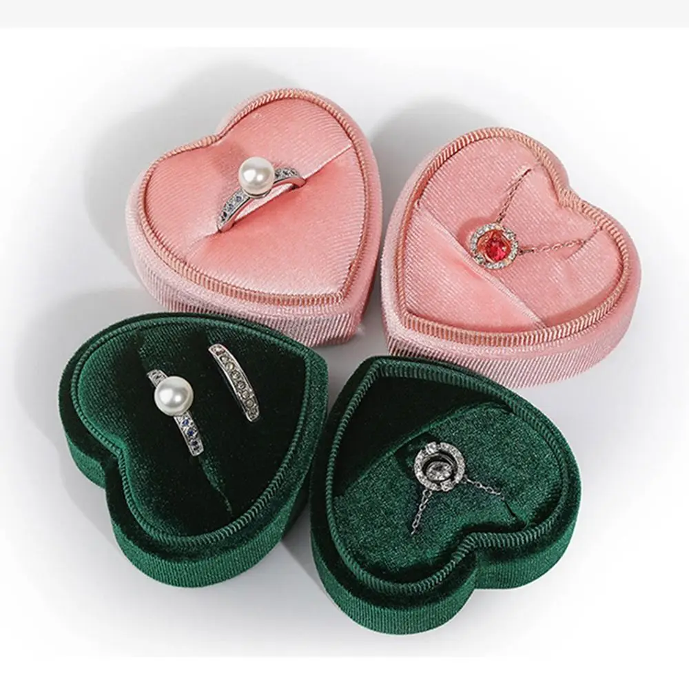 

Женская коробка для подарочных колец, коробка-органайзер для ювелирных изделий с бантом, Вельветовая коробка в форме сердца, коробка для упаковки колец