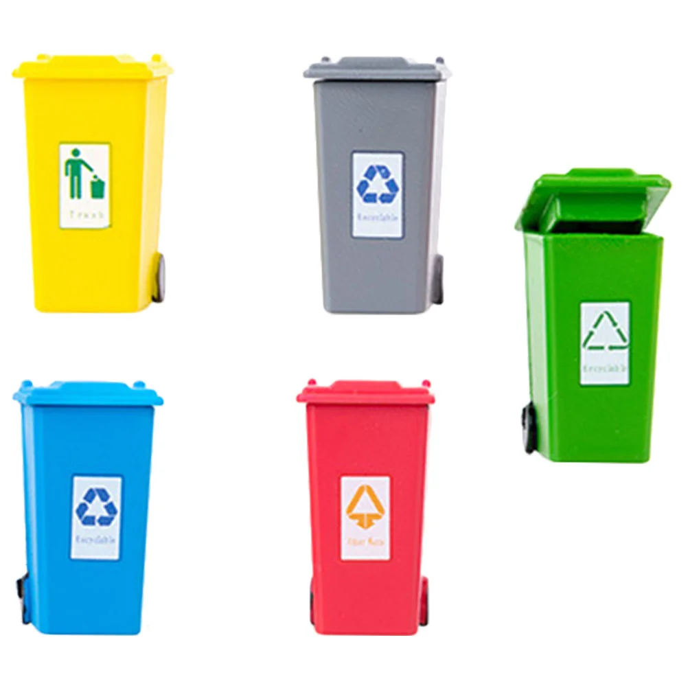 

Trash Can Toys Mini Garbage Miniaturedecor Small Truck Tiny Wastebasket Tabledesktop Bin Furniture Lidsand Desk Ornaments
