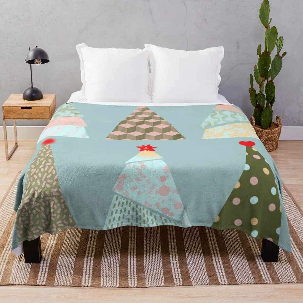 

Festival Gift for Kids Boys Girls Lightweight Super Soft Bedroom Couch Sofa Decor Christmas Tree Flannel Throw Blanket Pink Tree