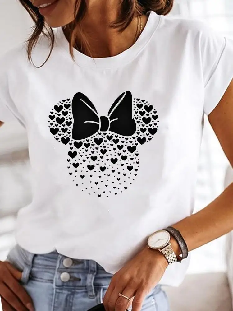 

Women T-shirt Top Clothing Disney Mickey Mouse Clothes Tee Female 90s Sweet Cute Printed Fashion Lady Casual Graphic T-shirts