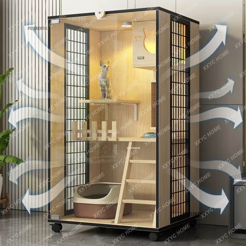 Фото AAModern Home Очень большие космические клетки для кошек Водонепроницаемые прозрачные дверные кошачьи вилла Многофункциональный дом для кошек для товаров для домашних животных №5