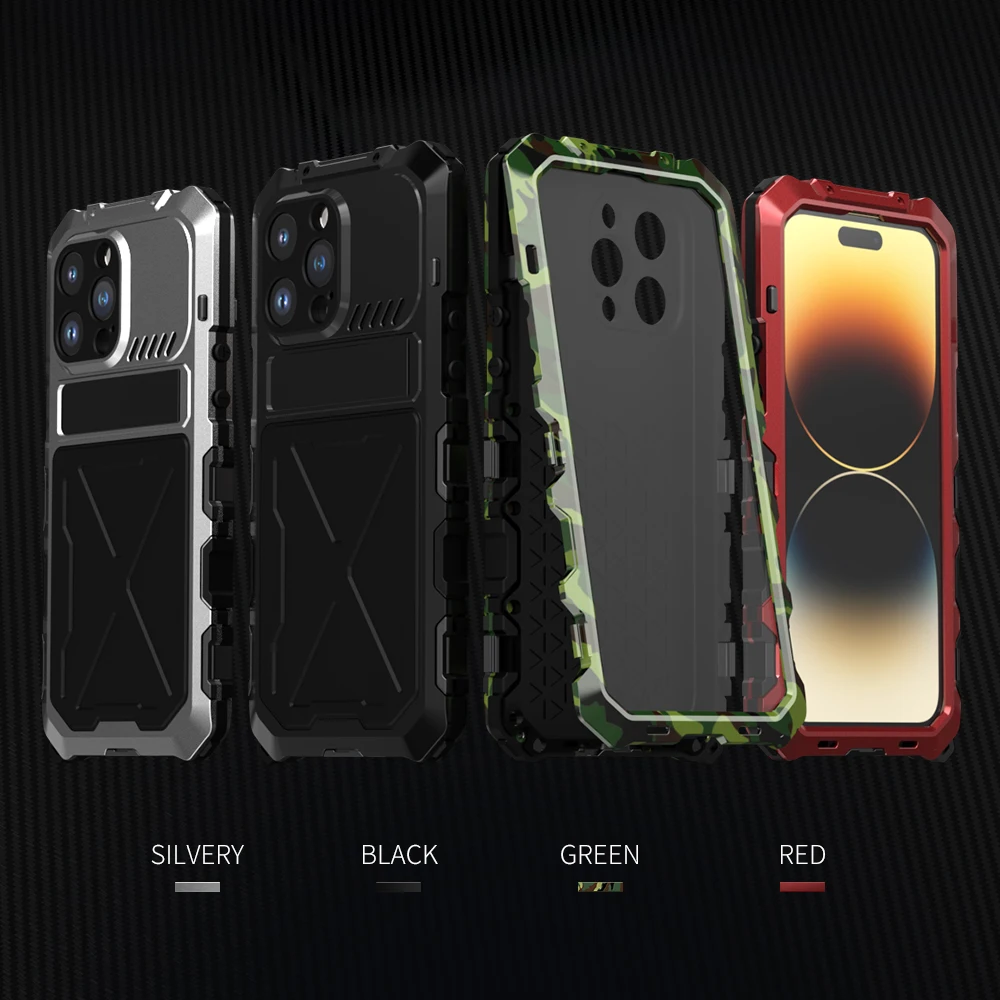 Shockproof Doom Armor Metal Case For iPhone 14 Pro MAX  14 Plus Aluminum Bumper Hybrid Rugged 360 Full Screen Protection Cover